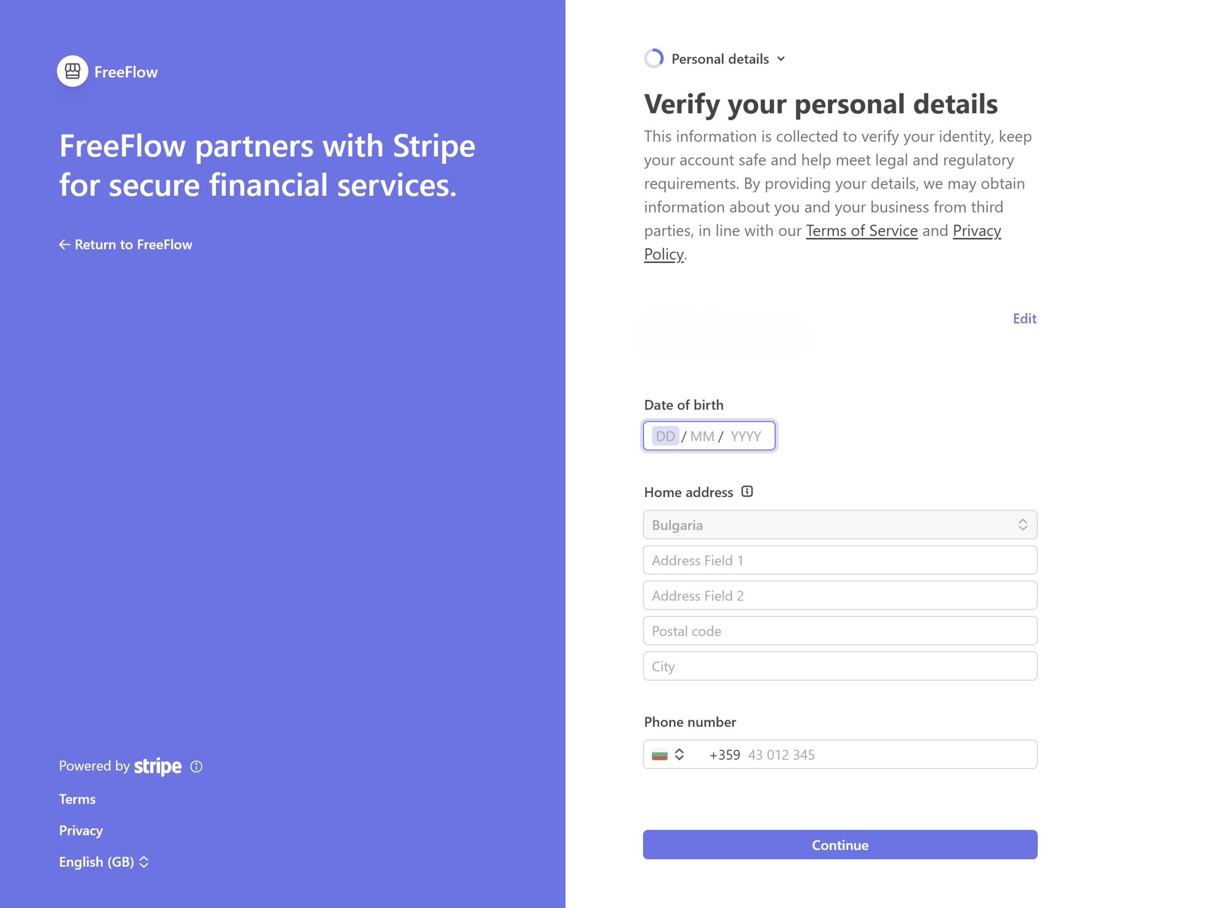 Personal details — date of birth, address, phone