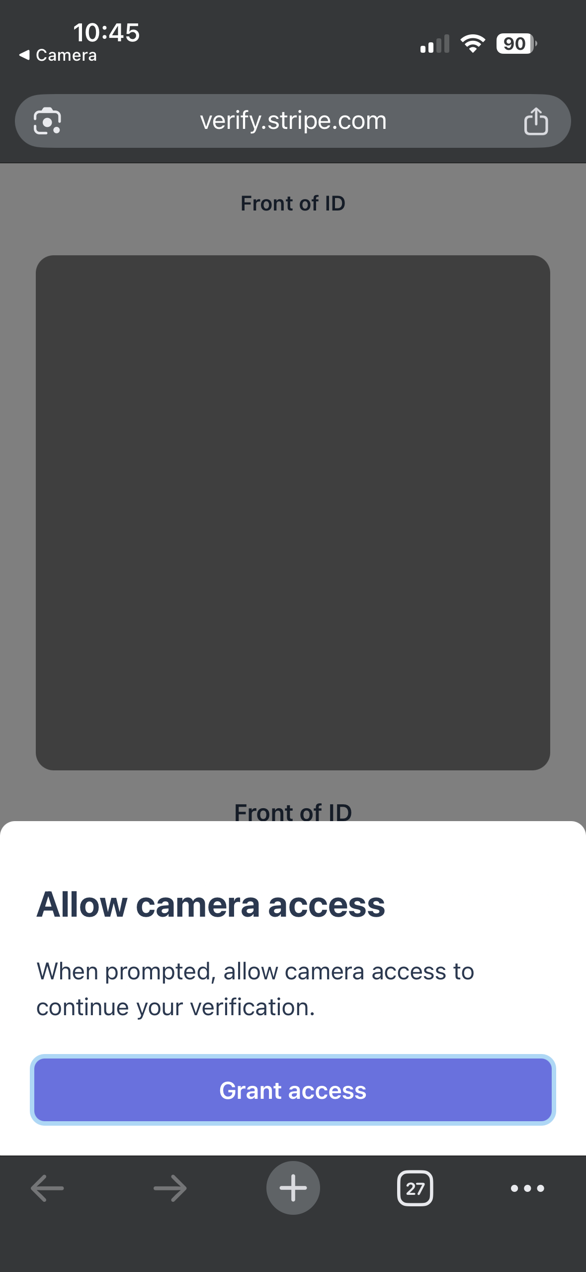 First prompt — page-level camera access