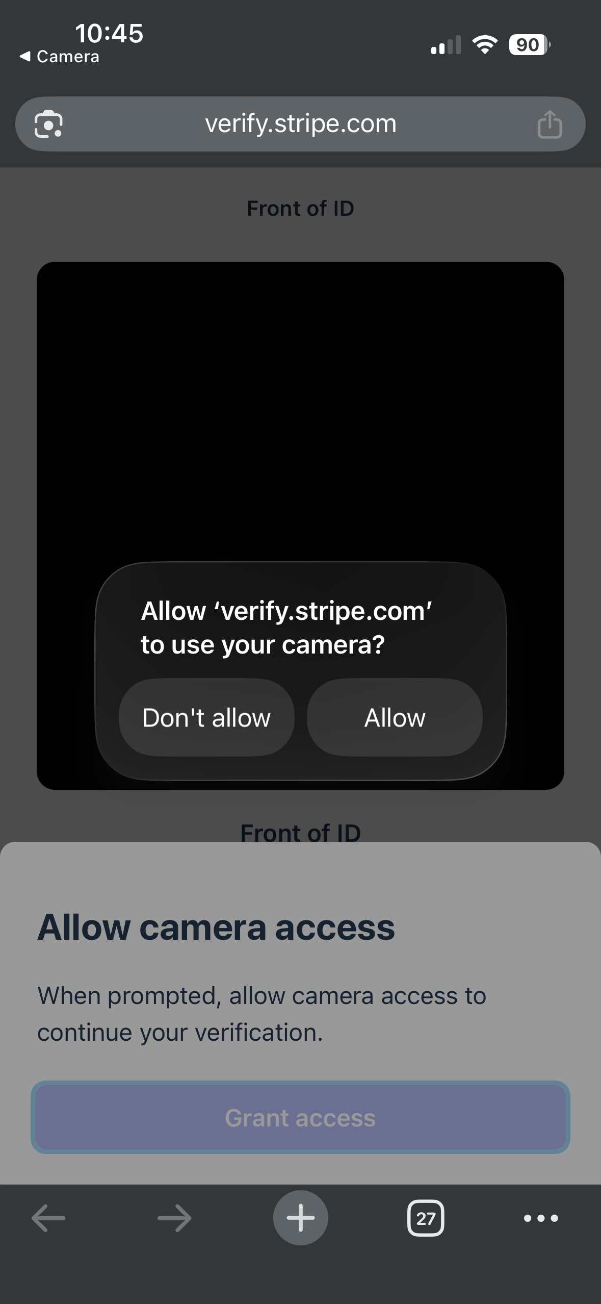 Native iOS / Android camera permission