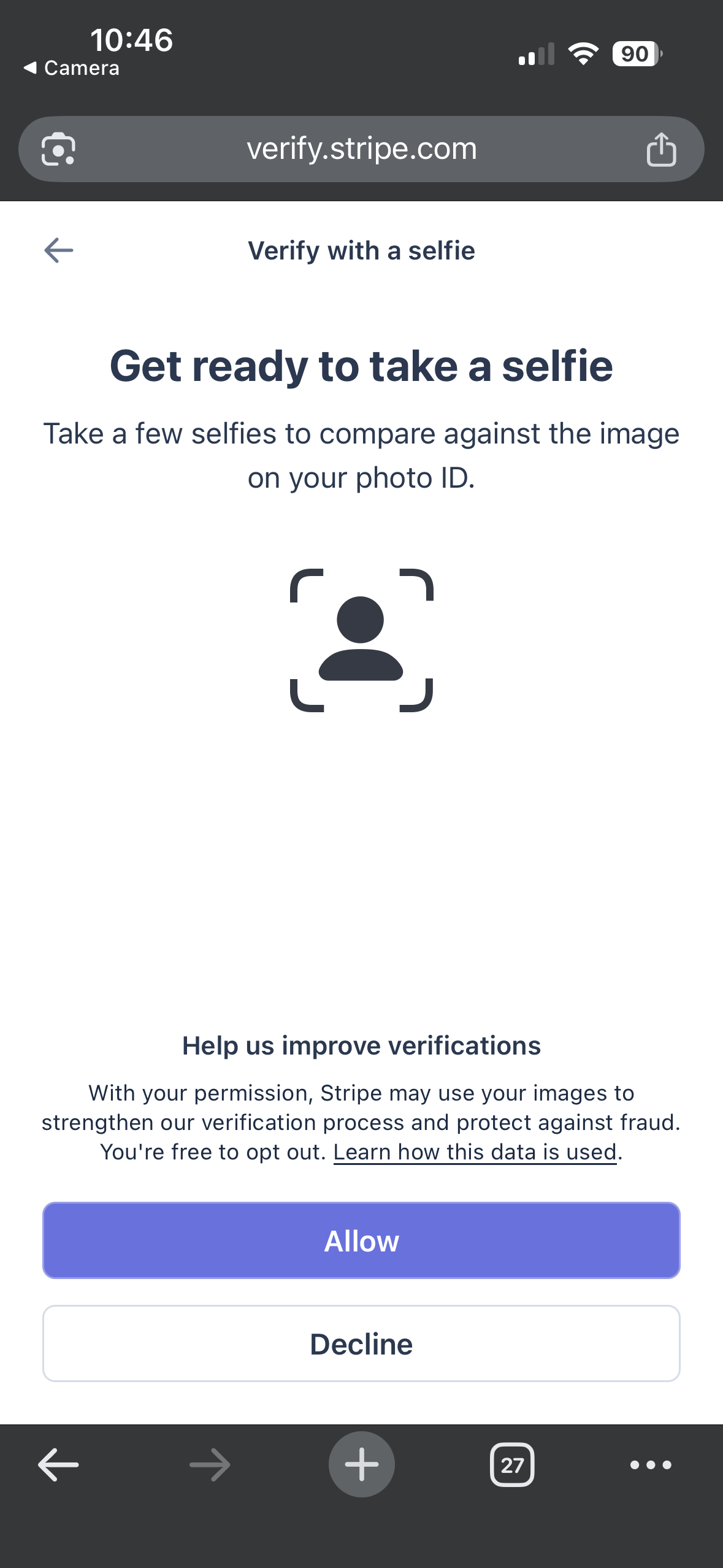 Selfie step — face match