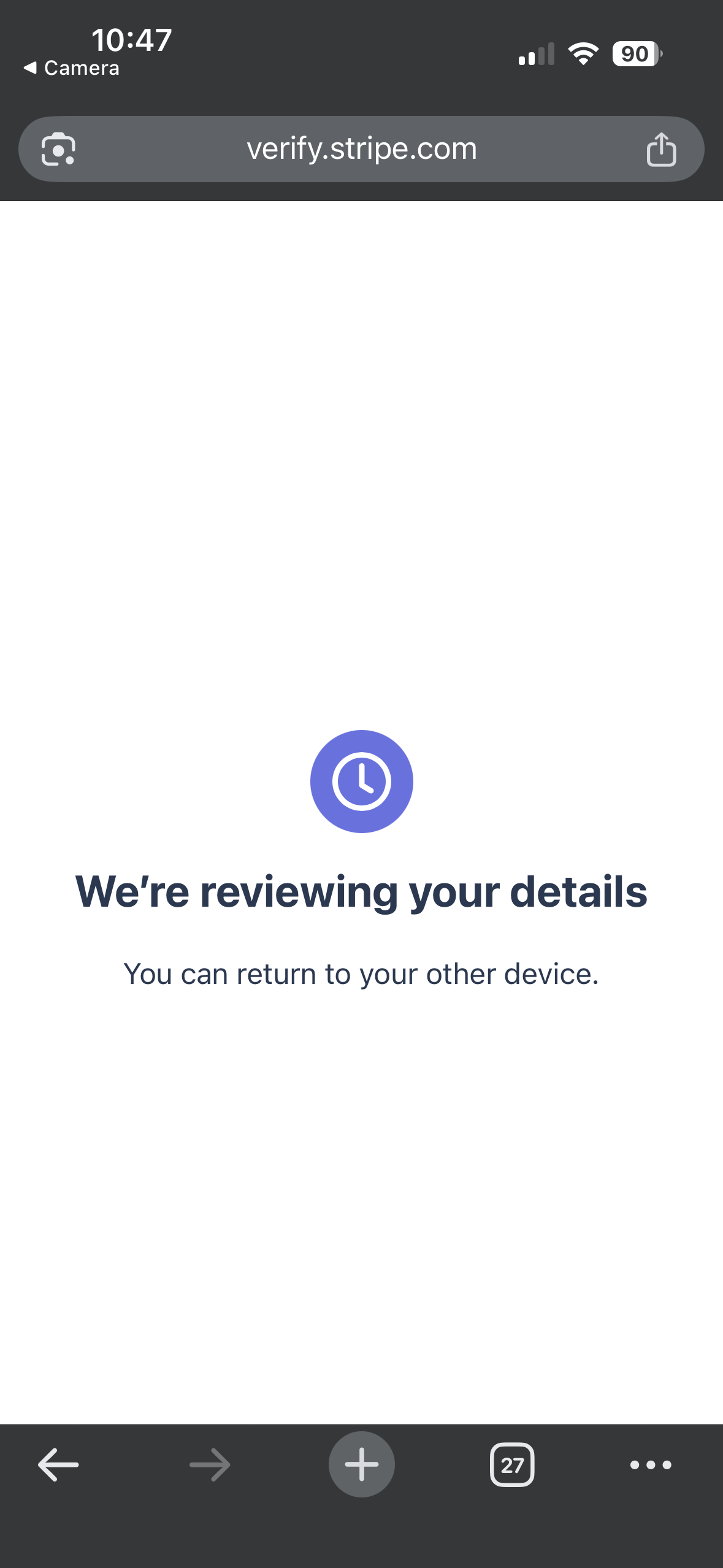 Phone hands off — back to desktop