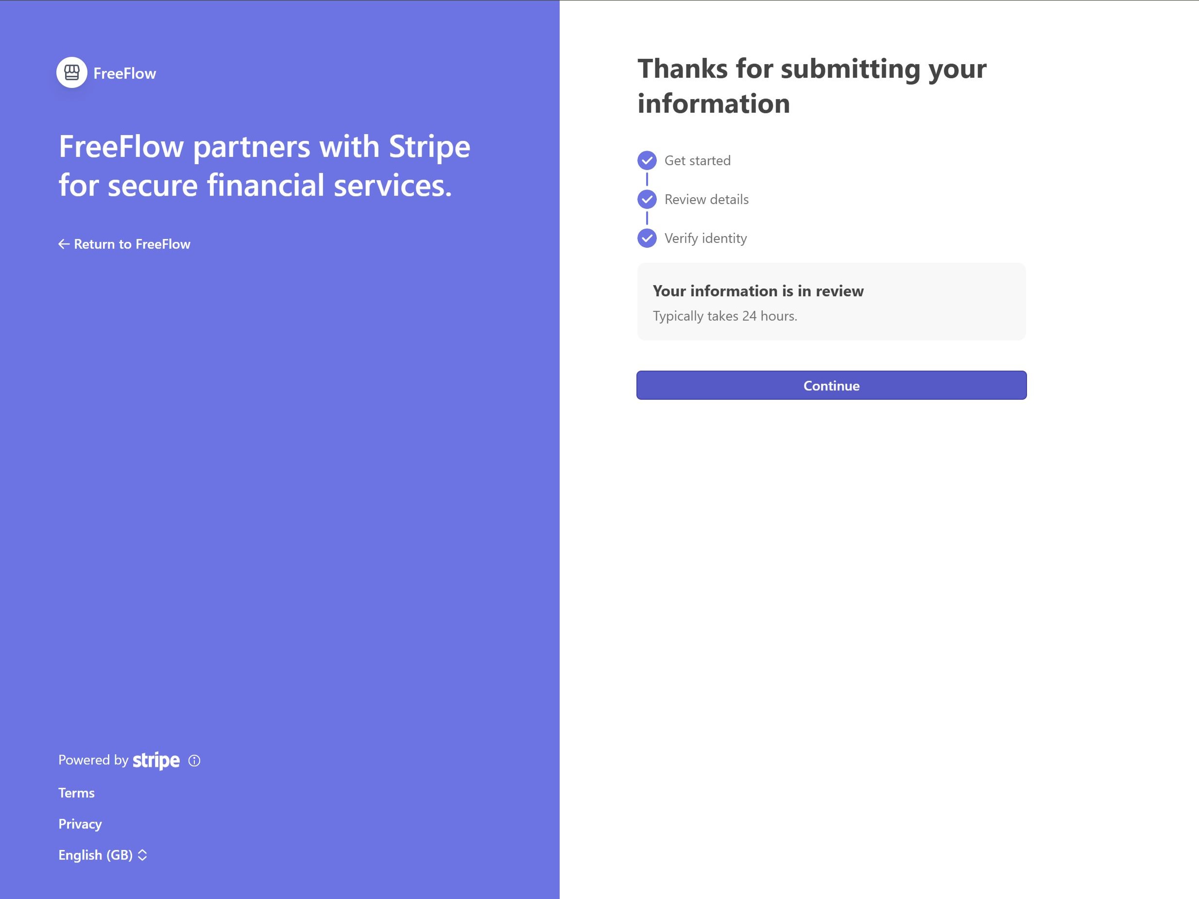 "Your information is in review"